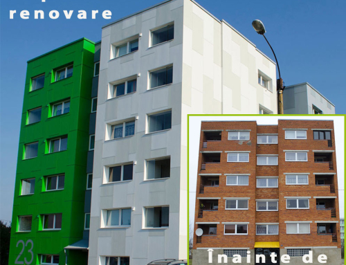 Fațada unui bloc de locuințe renovată cu plăcile StoneREX Color